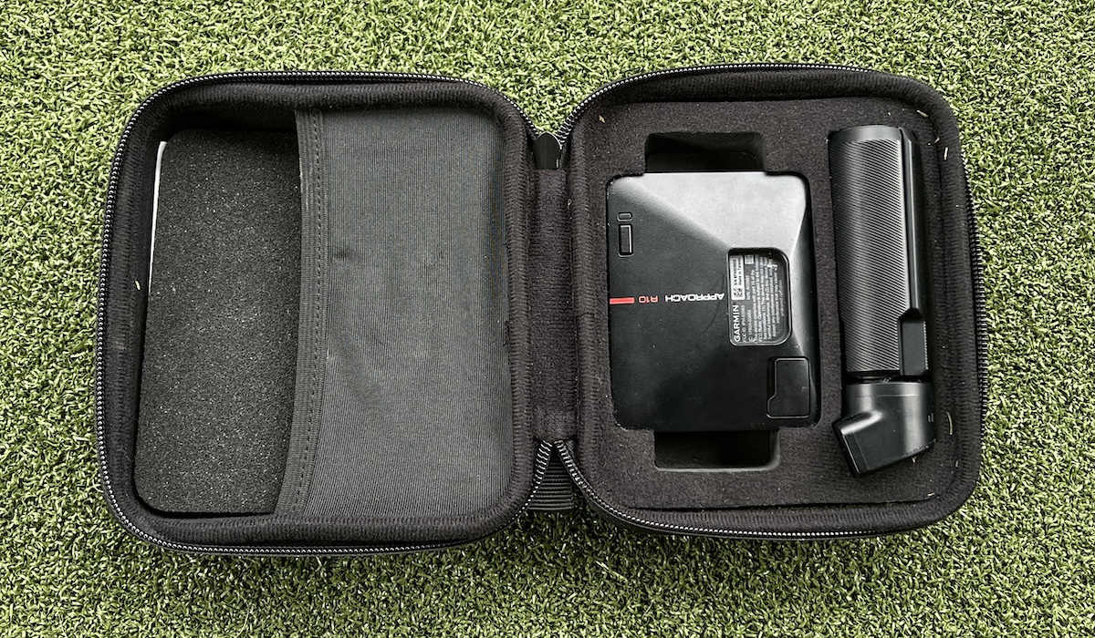Garmin R10 Launch Monitor in Open Case