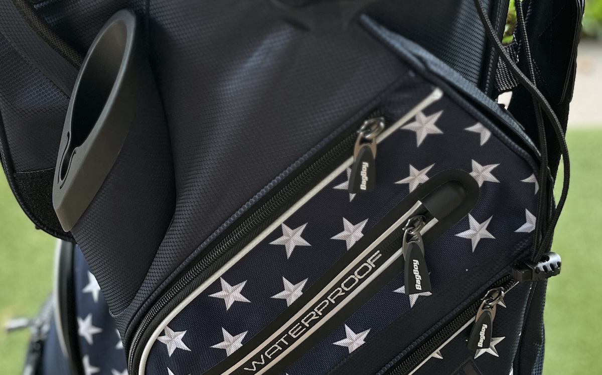 Bag Boy Revolver XP Cart Golf Bag right side pockets & umbrella holder Bag Boy Revolver XP Cart Golf Bag right side pockets & umbrella holder
