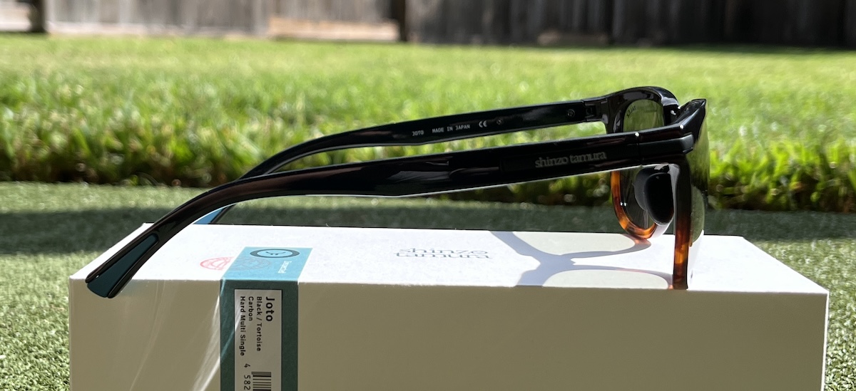 Shinzo Tamura Joto Sunglasses frames on box