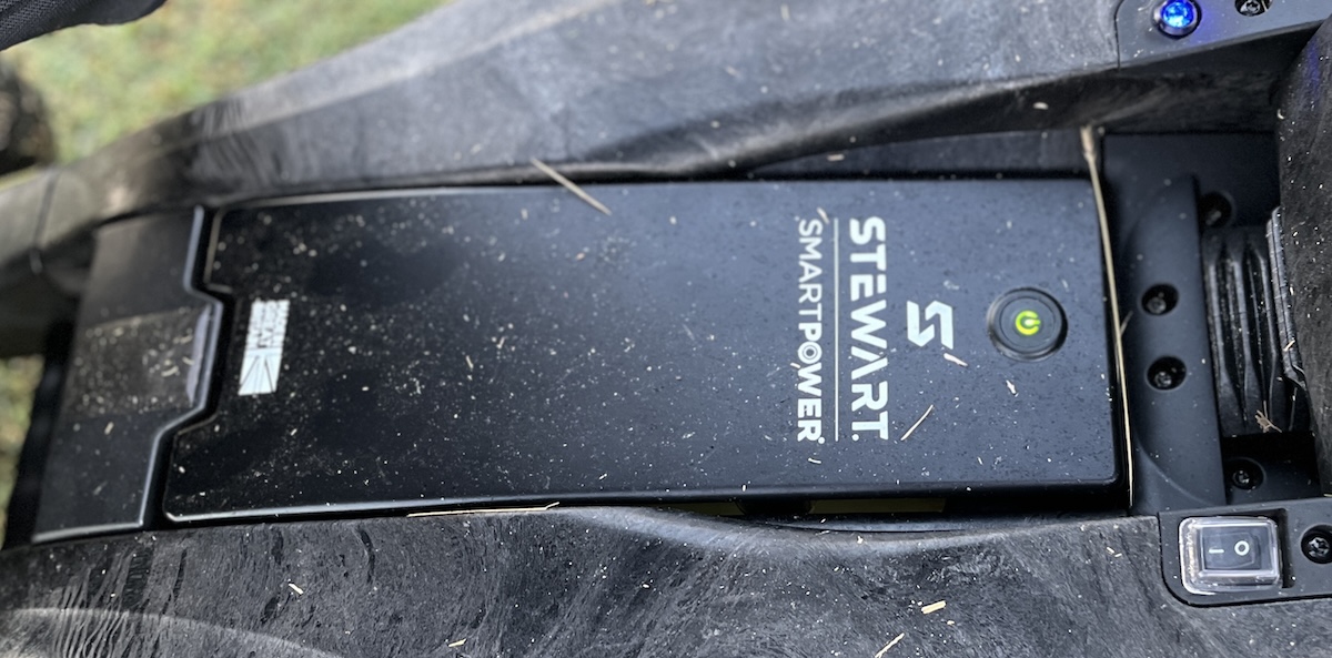 Stewart Golf VERTX Electric Trolley battery close up