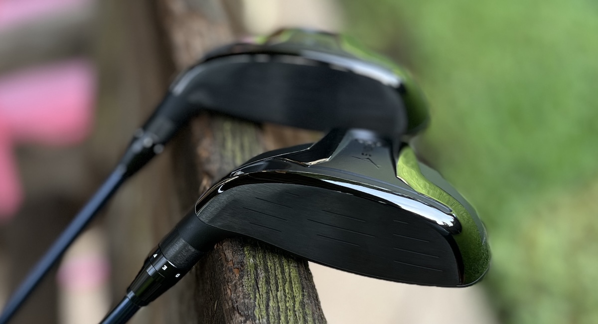 Faces of the Takomo Ignis D2 3 and 5 wood, with the adjustable hosel adapter visible