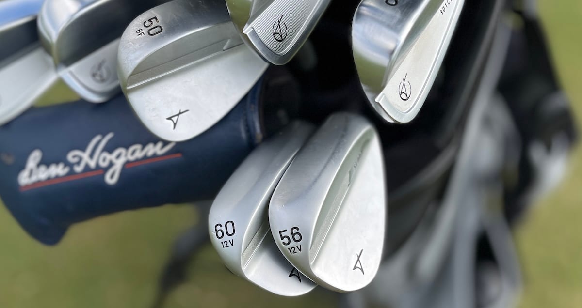 Takomo Skyforger 002 wedges in Jamie's bag alongside the Takomo 301 CB irons
