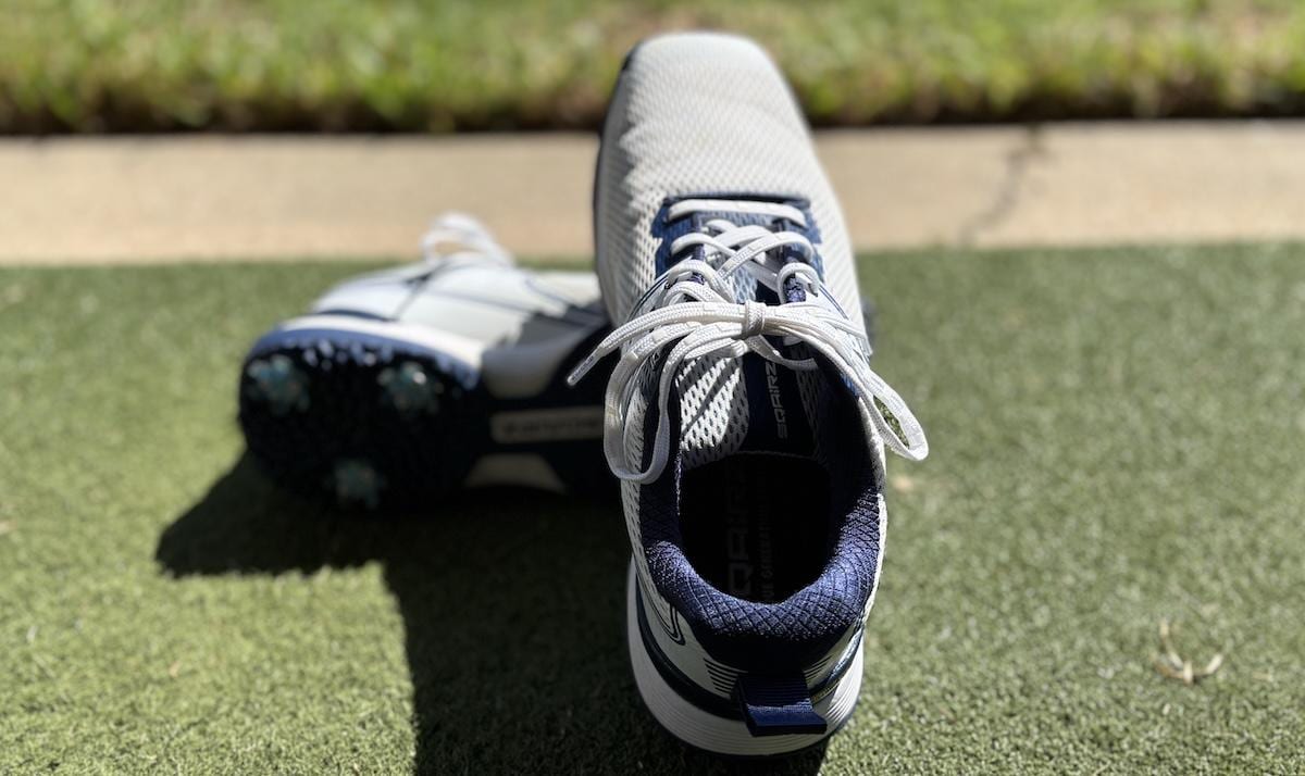 SQAIRZ Speed Mesh golf shoe top view showing the laces and mesh upper