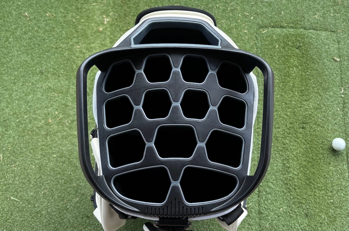 Sunday Golf Big Rig cart bag 14-way divider top