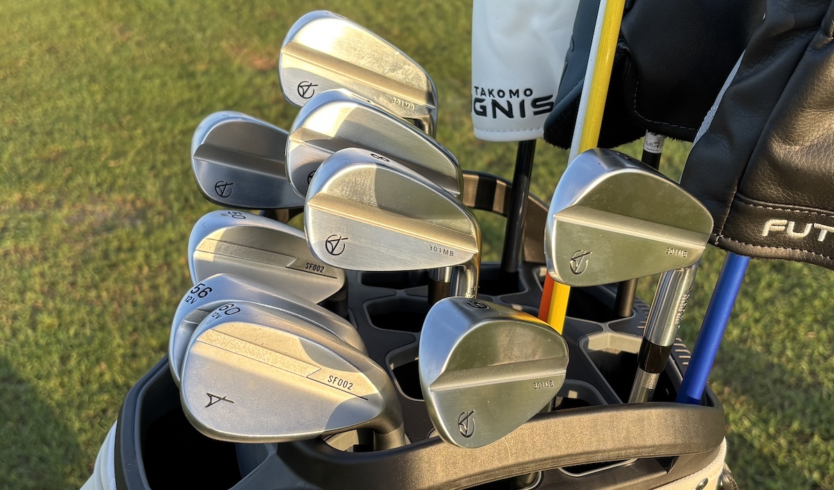 Takomo 301 MB irons in the bag at a range session