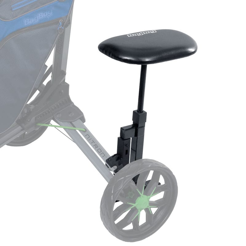 Bag Boy Push Cart Seat mounted on a Nitron push cart